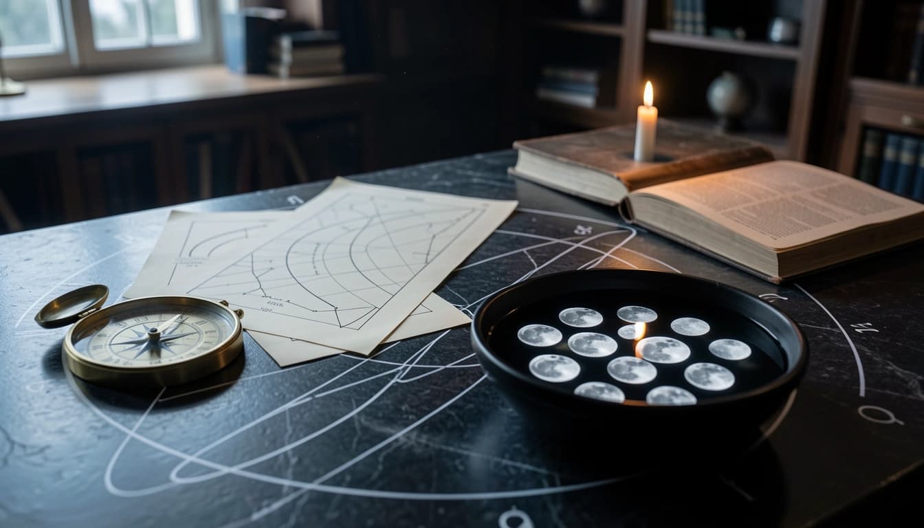 Find your natal Moon phase and angular relationship to the Sun for understanding your emotional rhythm and life cycles. Explore your personalized lunar report.