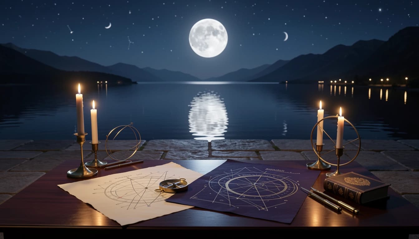 Compare two Moon signs through an emotional compatibility reading built from both natal charts for relationship insight.